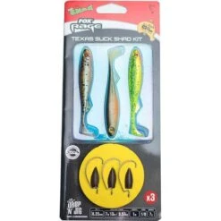 KIT LEURRES SOUPLES FOX RAGE READY RIG TEXAS SLICK SHAD KIT