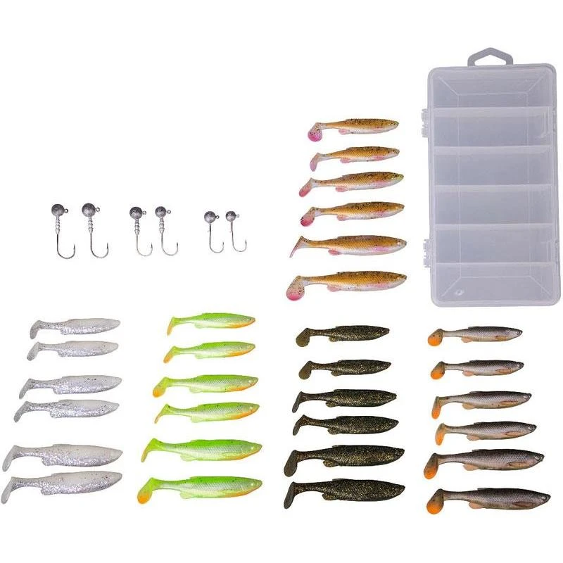 KIT LEURRES SOUPLES SAVAGE GEAR FAT MINNOW T-TAIL
